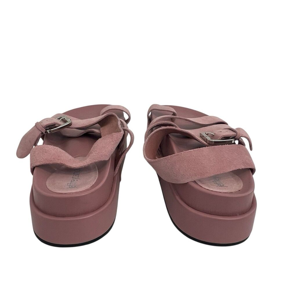 Jeffrey Campbell Size 9 Pink Getaway Footbed Suede Flatform Strappy Sandals - Picture 6 of 9